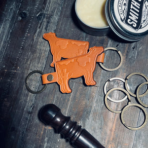 LEATHER DAIRY COW KEYCHAIN