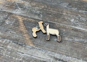 Show Lamb Wood Lapel Pin, Stocking Stuffer