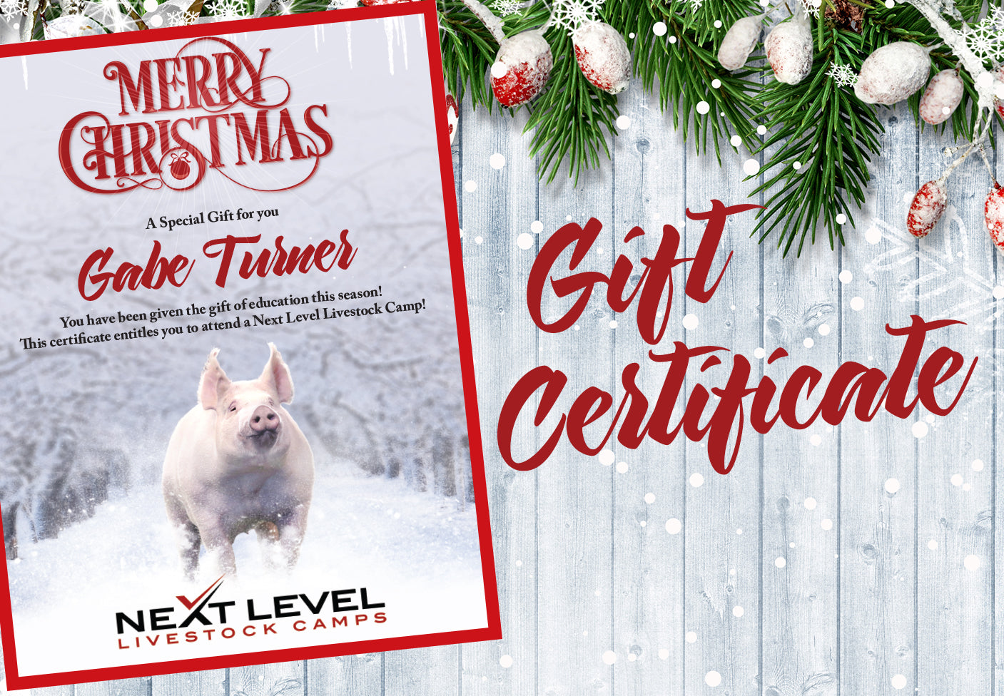 NEXT LEVEL LIVESTOCK CAMPS GIFT CERTIFICATE