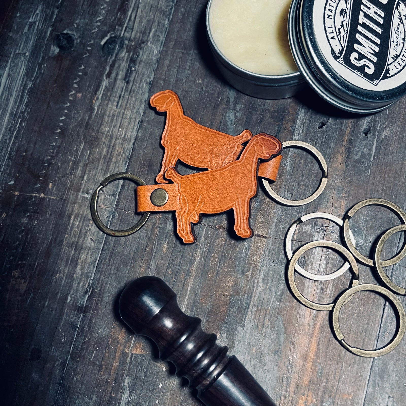 LEATHER NUBIAN DAIRY GOAT KEYCHAIN