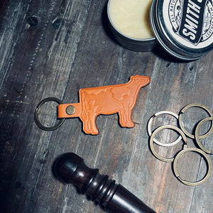 LEATHER DAIRY COW KEYCHAIN