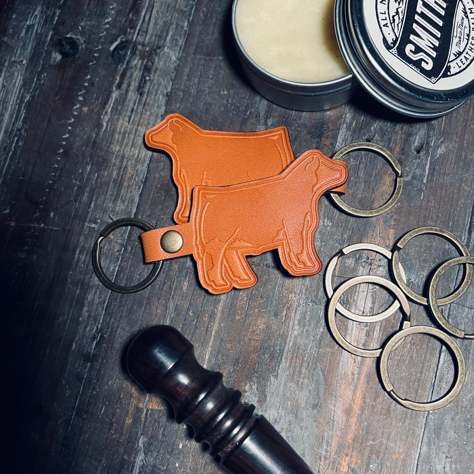 LEATHER STEER KEYCHAIN